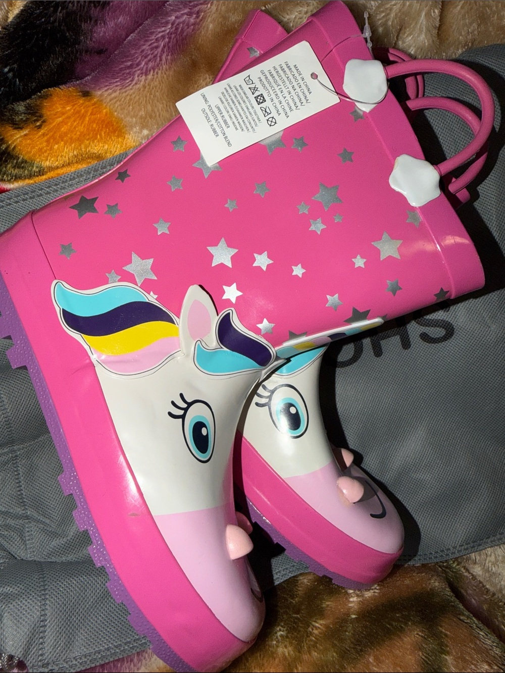 ShofoRT  Pink Unicorn Star Rain Boots - Picture 2 of 4
